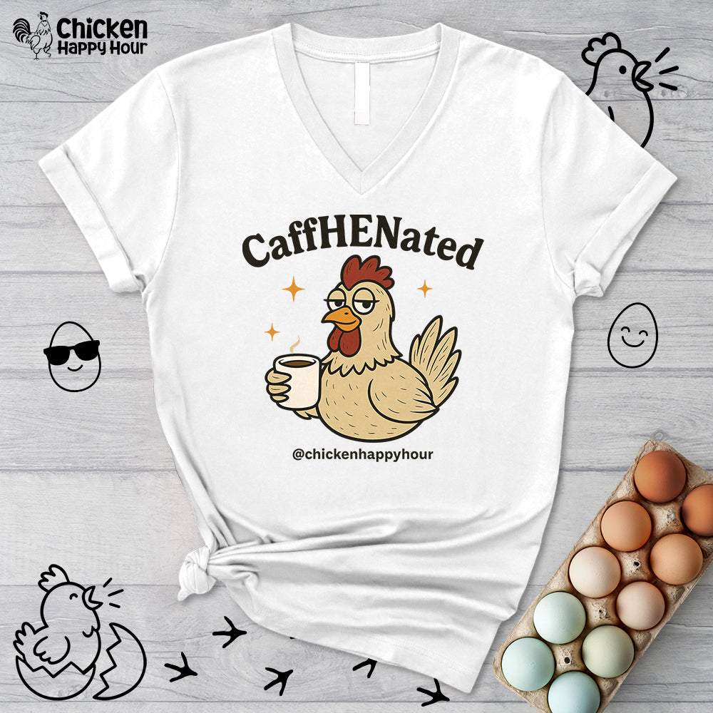 CaffHENated V-Neck Tee