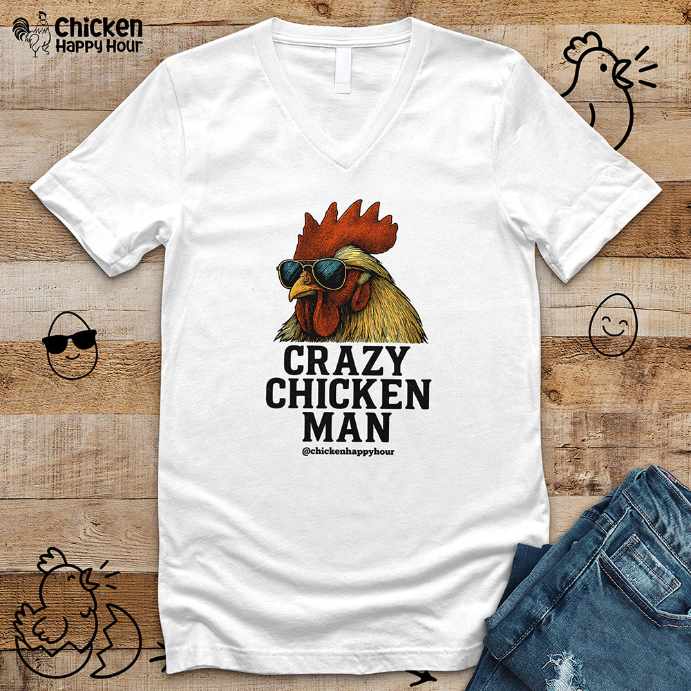 Crazy Chicken Man V-Neck Tee