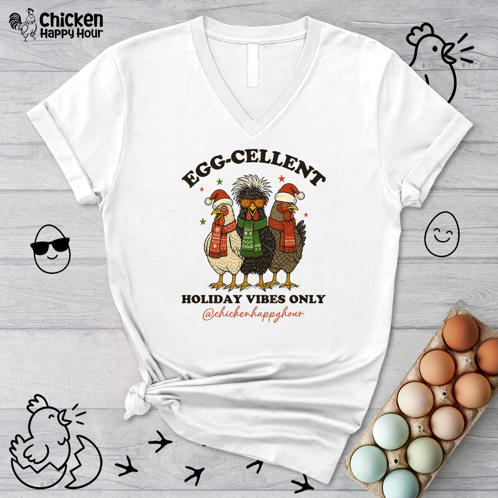 Egg-Cellent Holiday Vibes Only V-Neck Tee