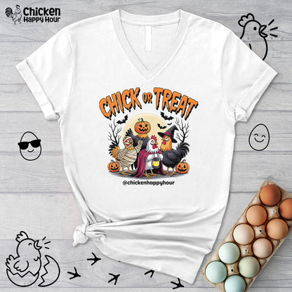 Chick or Treat V-Neck Tee