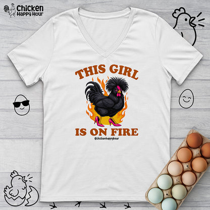 This Girl Is on Fire V-Neck Tee