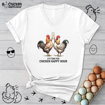 It’s Time For Chicken Happy Hour V-Neck Tee