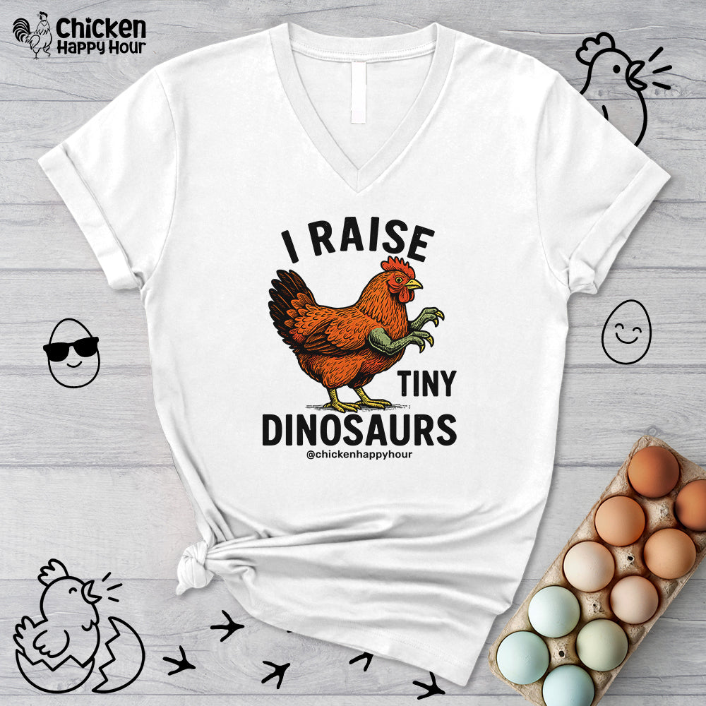 I Raise Tiny Dinosaurs V-Neck Tee