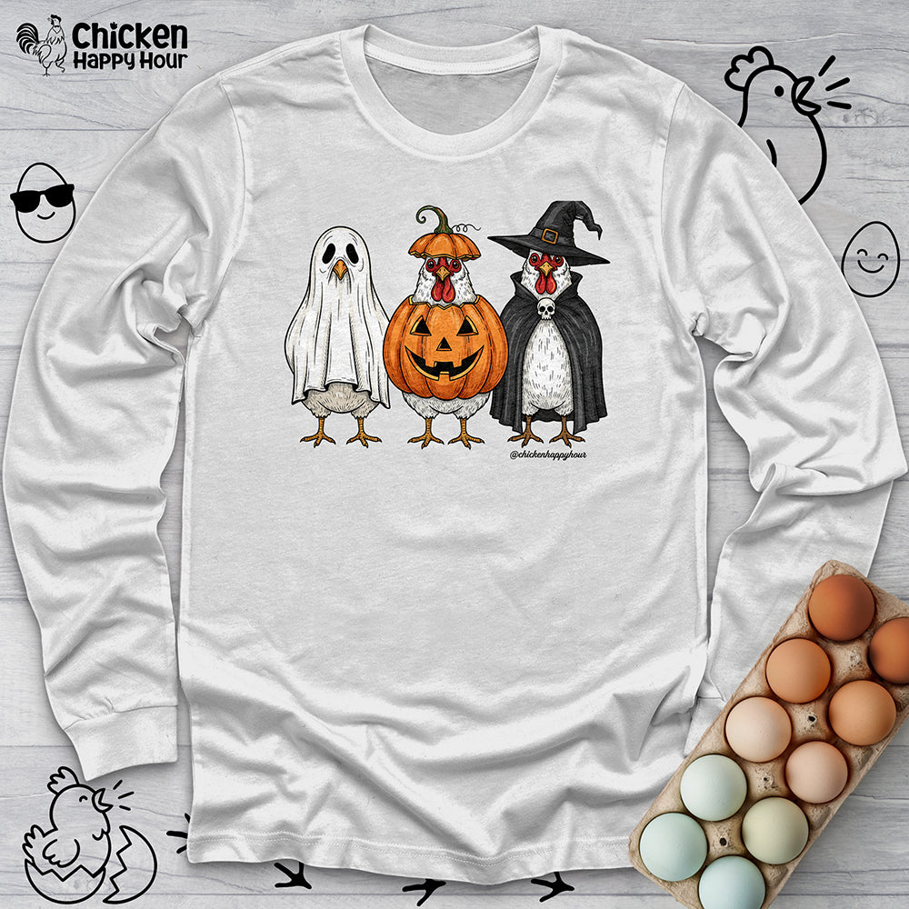 Chickens Wearing Halloween Costumes Long Sleeve Tee