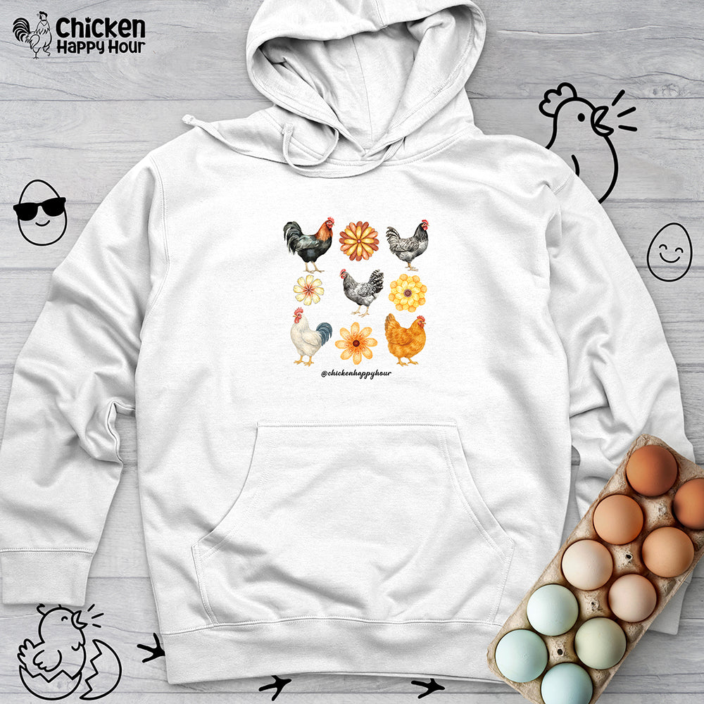 Chicken With Flowers Hooded Sweatshirt