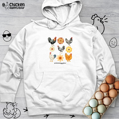 Chicken With Flowers Hooded Sweatshirt