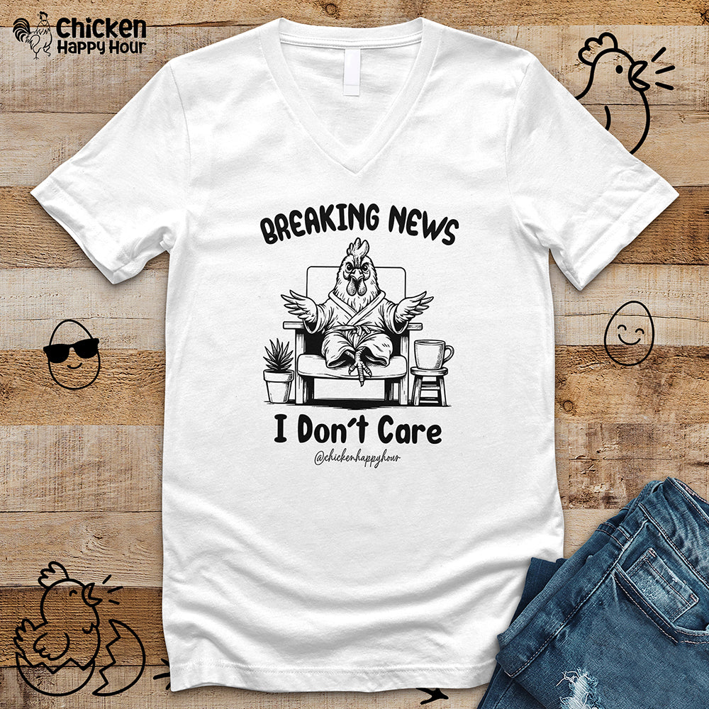 Breaking News I Don't Care V-Neck Tee