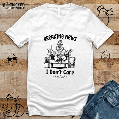 Breaking News I Don't Care V-Neck Tee