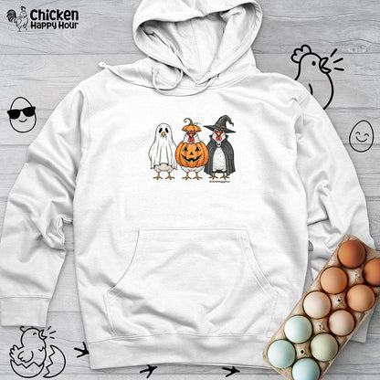 Chickens Wearing Halloween Costumes Hooded Sweatshirt