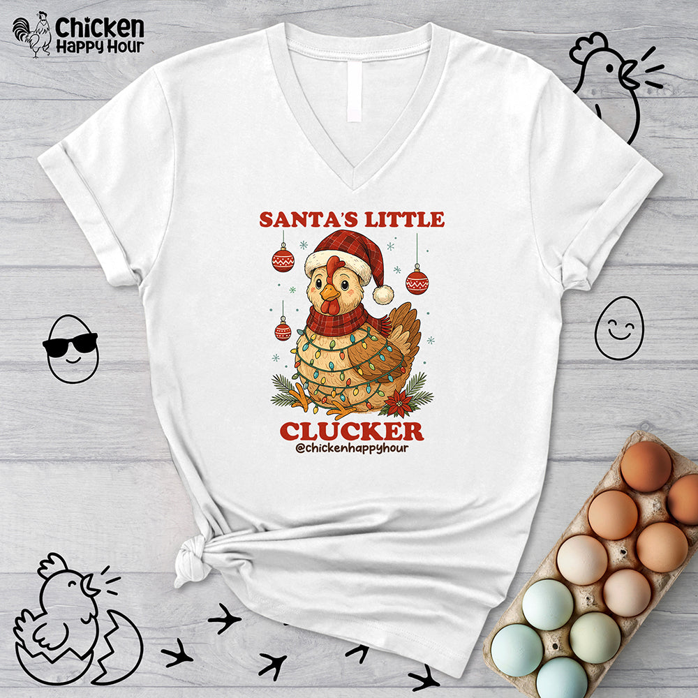 Santa’s Little Clucker V-Neck Tee