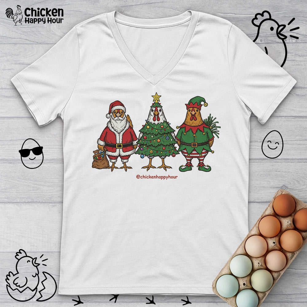 Christmas Chicken V-Neck Tee