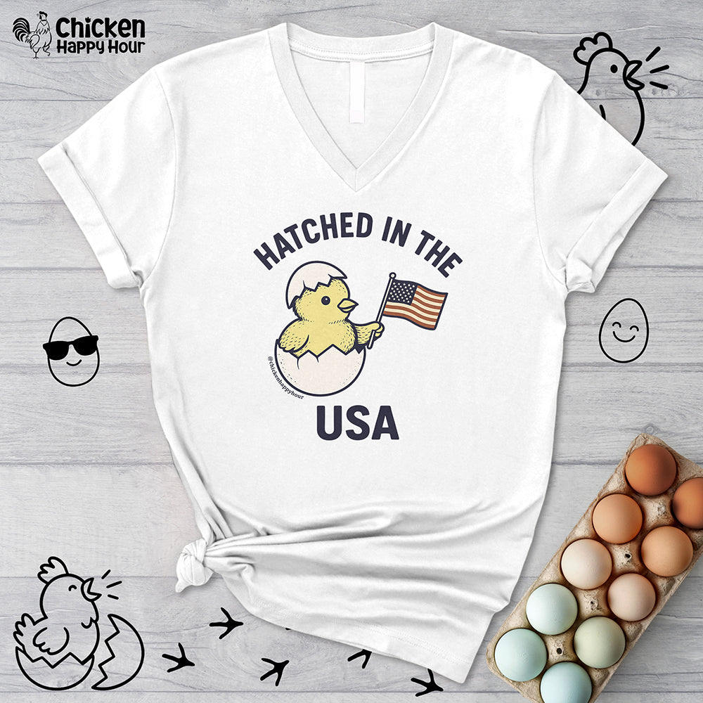 Hatched in the USA V-Neck Tee