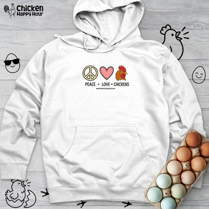 Peace Love Chickens Hooded Sweatshirt