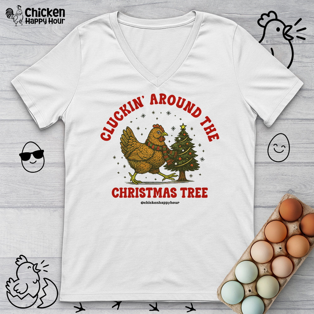 Cluckin' Around The Christmas Tree V-Neck Tee