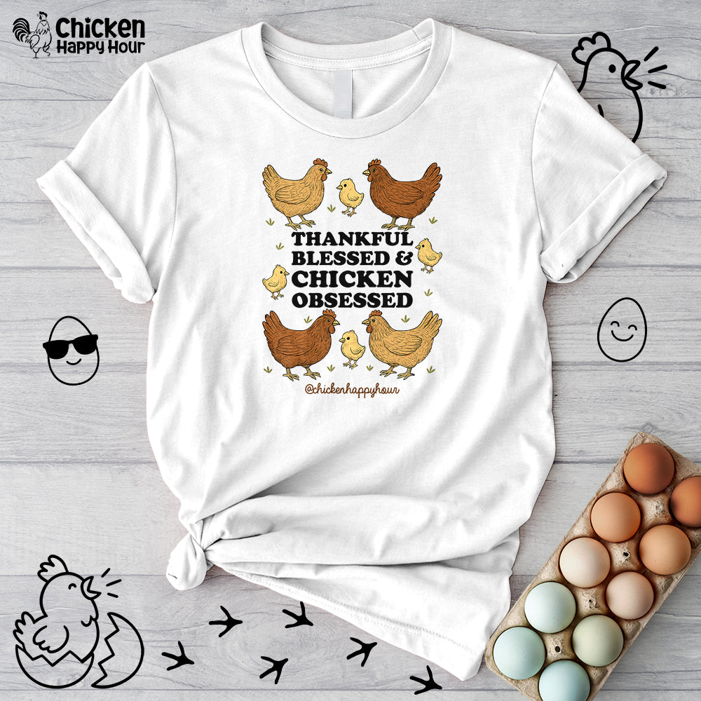 Thankful Blessed and Chicken Obsessed Unisex Tee
