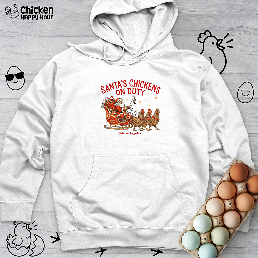 Santa’s Chickens on Duty Hooded Sweatshirt