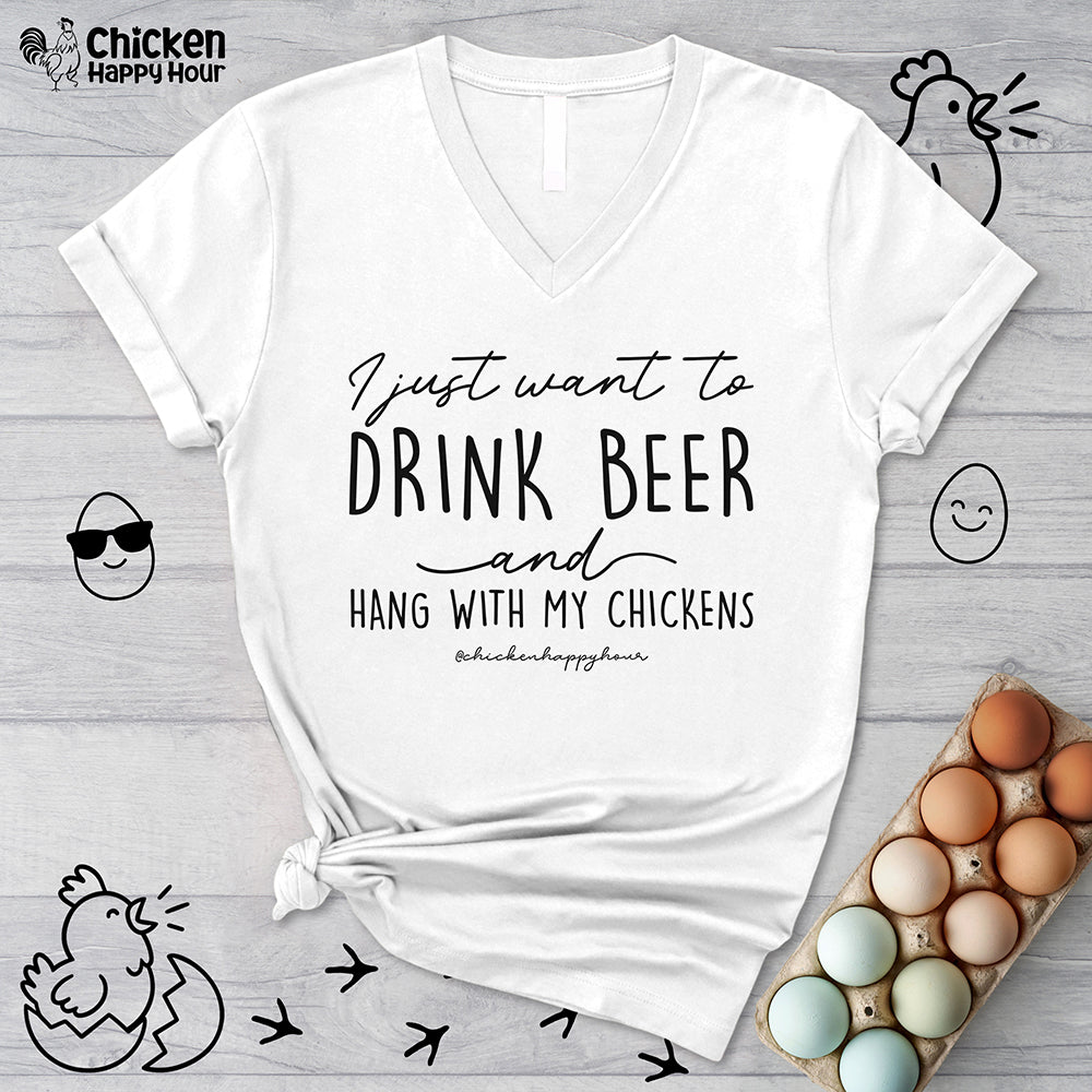 I Just Want to Drink Beer V-Neck Tee