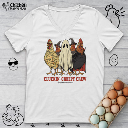 Cluckin’ Creepy Crew V-Neck Tee