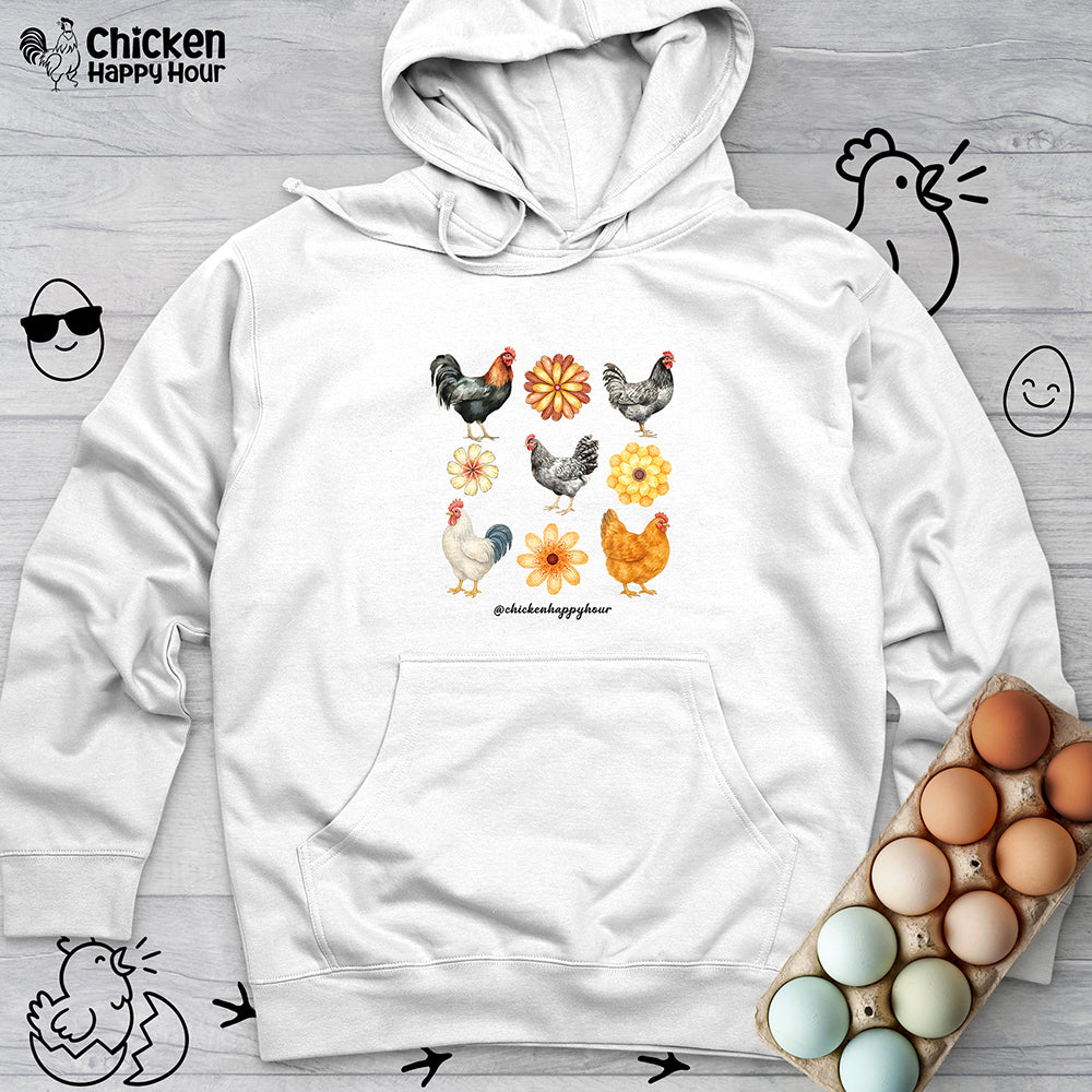 Chicken With Flowers Hooded Sweatshirt