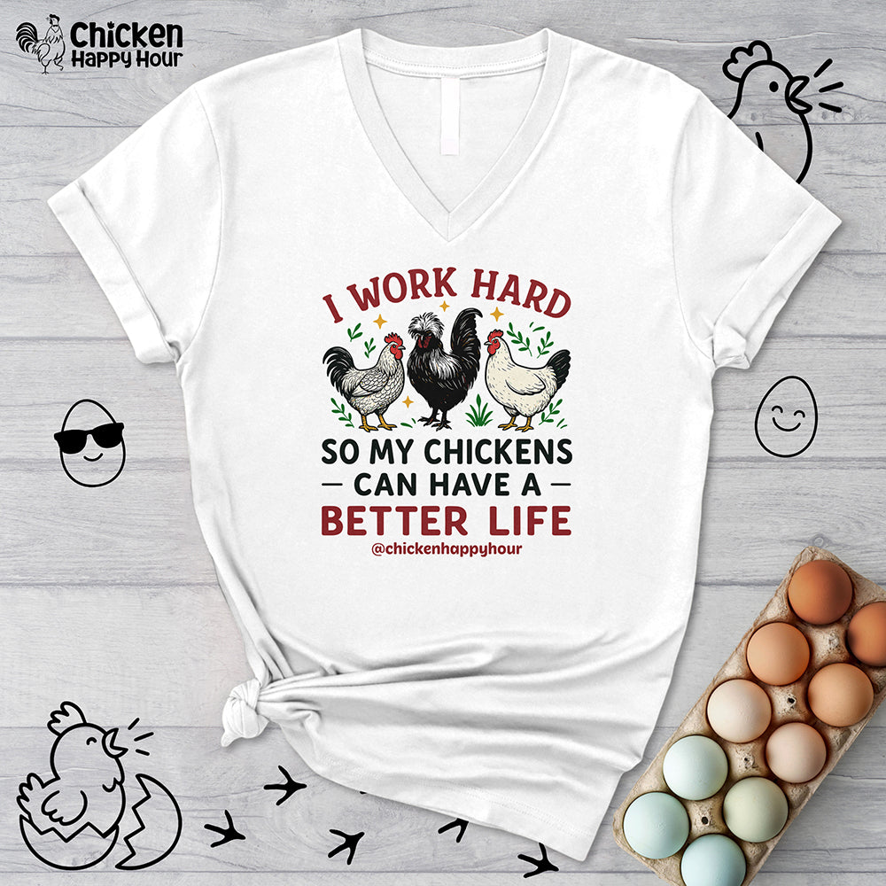I Work Hard V-Neck Tee