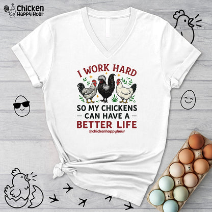 I Work Hard V-Neck Tee