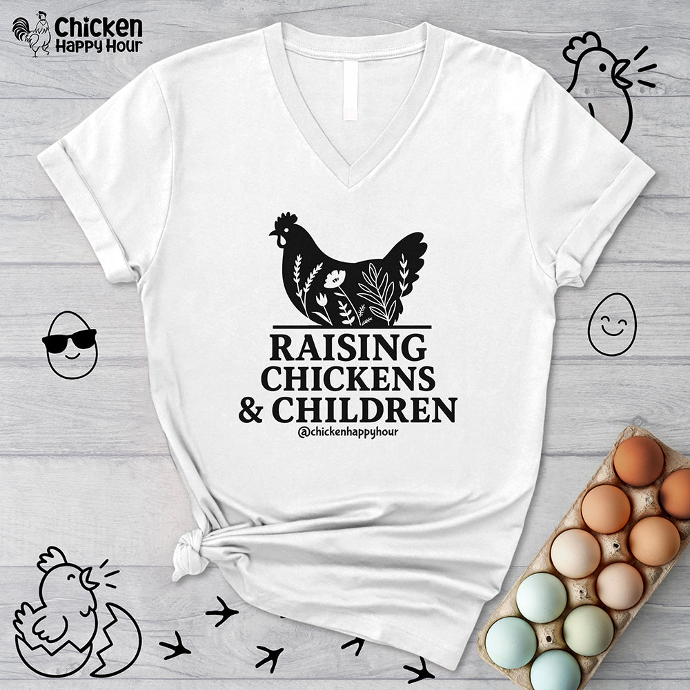 Raising Chickens & Children  V-Neck Tee